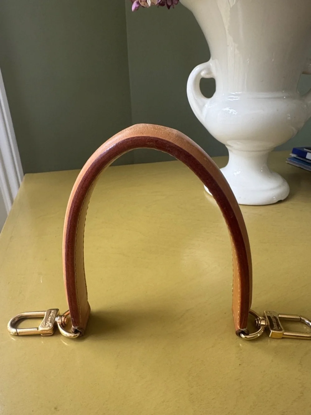 Authentic LV Vanchetta Leather Top Bag Handle Strap with Gold Hardware